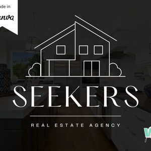 Editable Minimal Real Estate Logo Design, DIY Logo Canva Template, Realtor Logo, Signature Logo, House Logo, Instant Access, Edit & Download