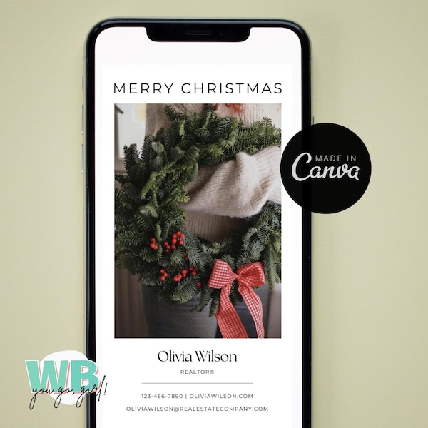 Textable Christmas Card, Real Estate Client Holiday Card, Digital Holiday Card, Real Estate Marketing, Winter Card, Canva Instant Download