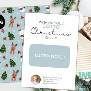 Szablon karty na loterię świąteczną, wydrukowany uchwyt na kartę podarunkową na święta, edytowalne znaczniki Lotto Holiday Cheer Apprection, natychmiastowe pobieranie