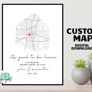 Regalo nuova casa, regalo di inaugurazione della casa per coppia, mappa della nuova casa, idea regalo per la prima casa, la nostra prima casa, regalo personalizzato per agente immobiliare, cambio di indirizzo
