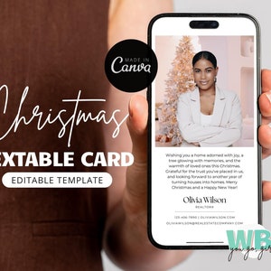 Real Estate Textable Christmas Card, Winter Real Estate Marketing, Christmas Template, Real Estate Holiday Card, Realtor Text Message, Canva