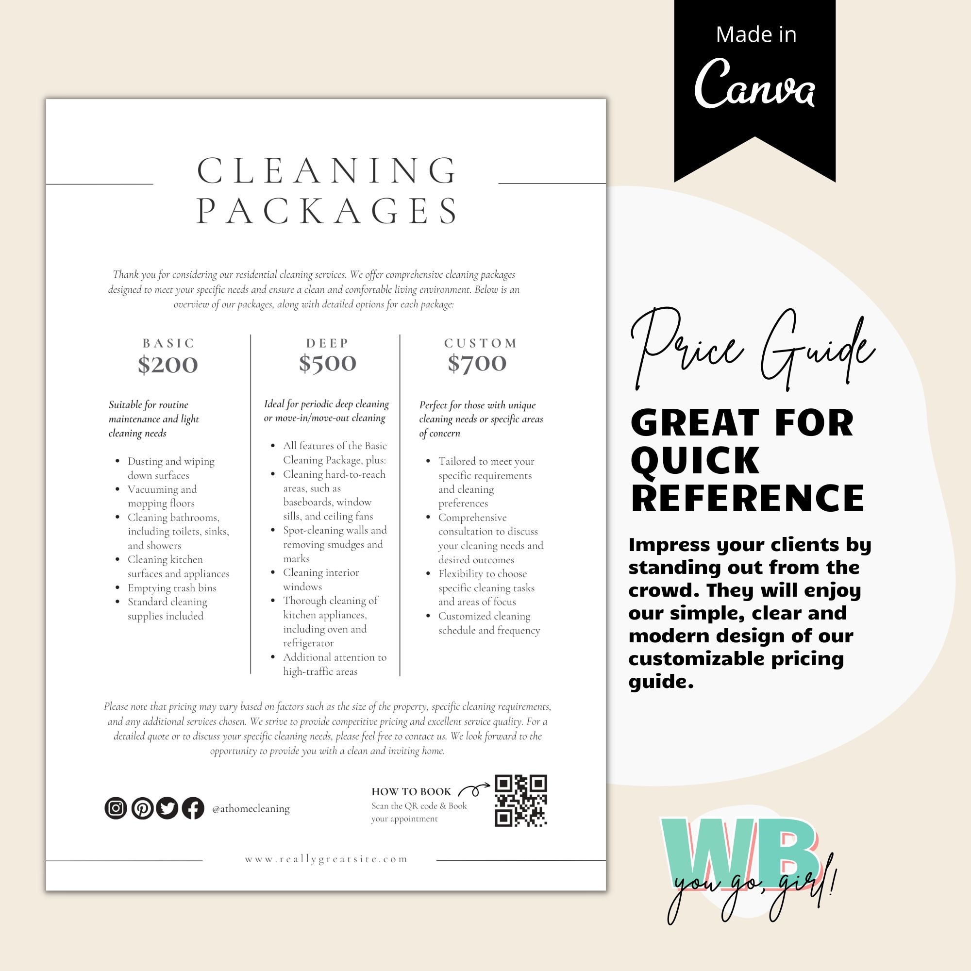 Cleaning Service Pricing List Editable Clean Price List Etsy