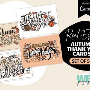 Realtor Thank You Thanksgiving card, Fall Real Estate Postcard, Fall Real Estate Card Bundle, Holiday Season Realtor Cards Digital