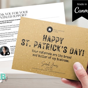 Agent immobilier St Patricks Pop By, carte postale de mars agent immobilier, immobilier chanceux, St Patrick's Day Real Estate Pop By, Real Estate St Patricks Day Card