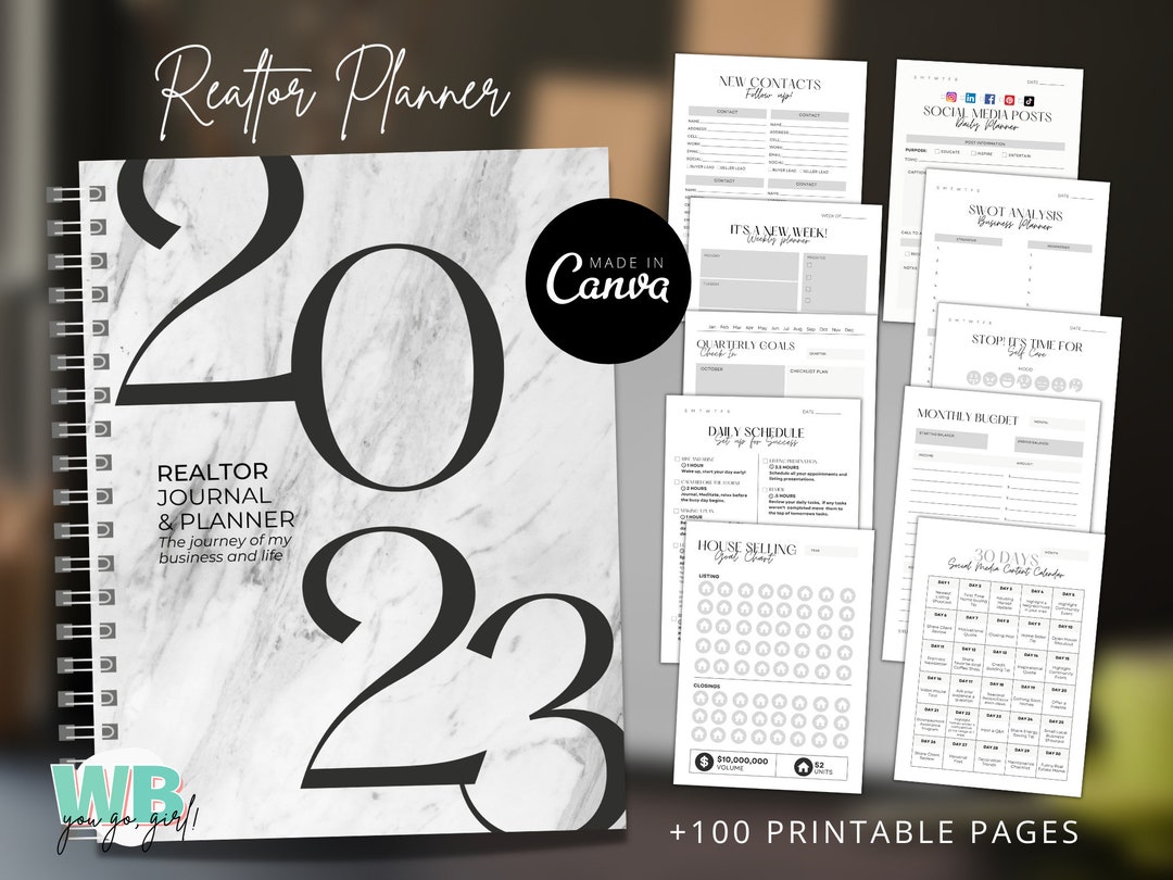 2023 Real Estate Agent Planner Printable, Modern Realtor Planner