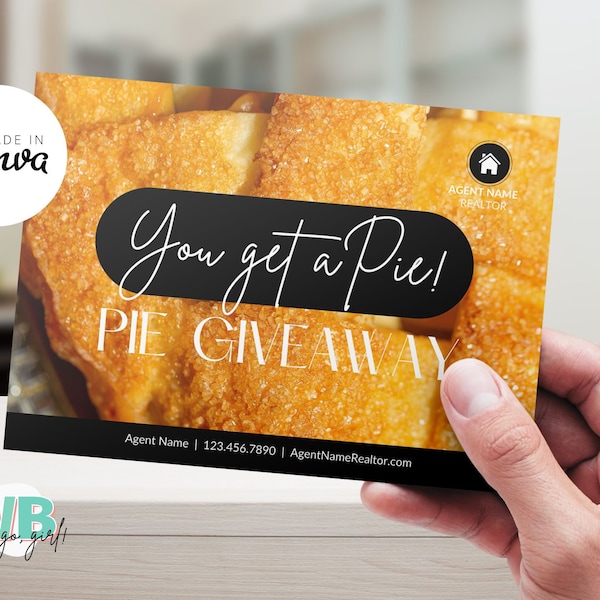 Realtor Pie Giveaway Postcard, Fall Real Estate Card, Realtor Marketing Fall, Realtor Thanksgiving Popbys