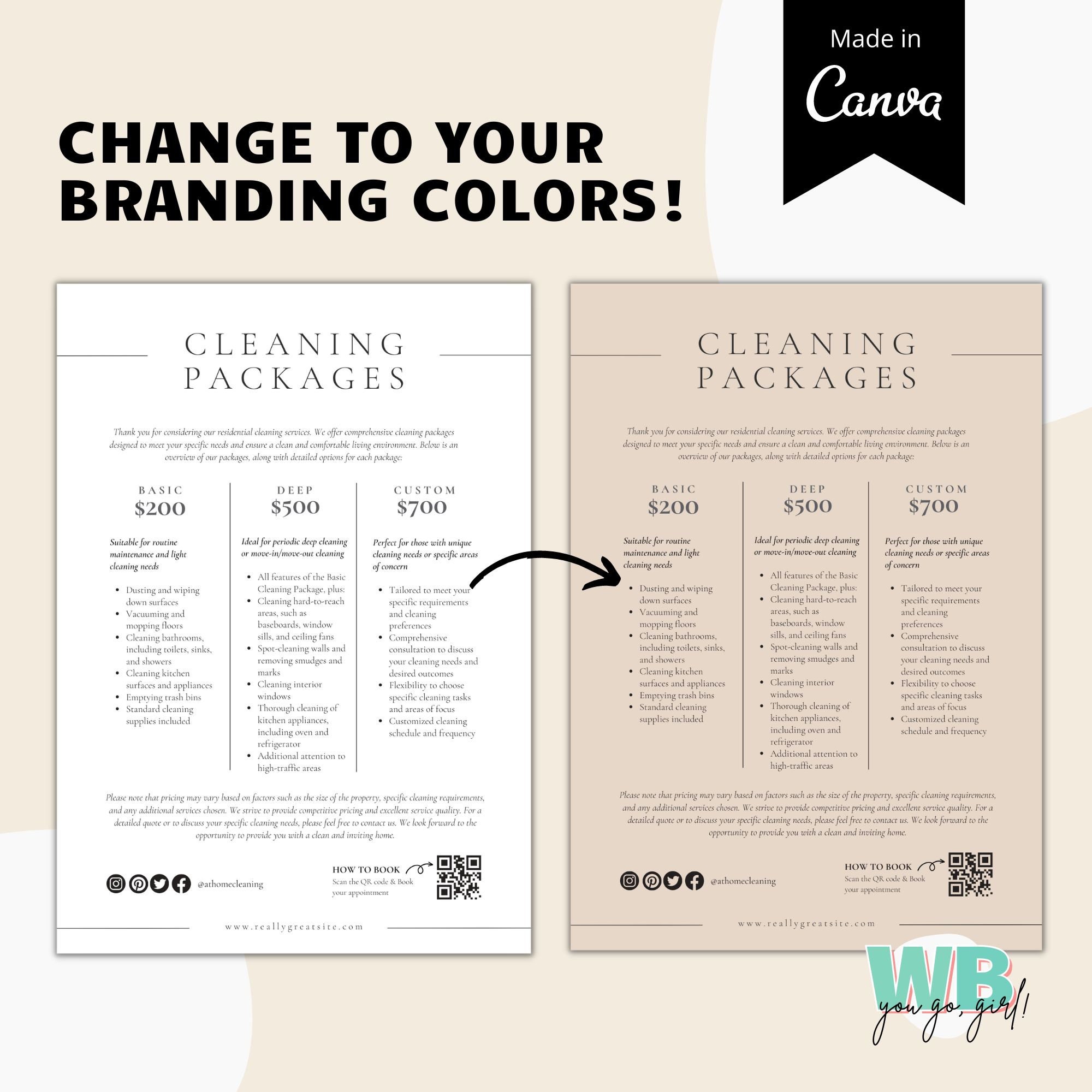 Cleaning Service Pricing List Editable Clean Price List Etsy