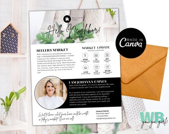 Market Update Real Estate Flyer, Real Estate Introduction, Neighborhood Agent Letter, Real Estate Marketing and Neighborhood Farming
