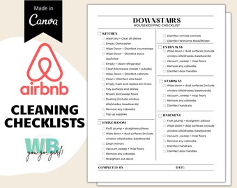 Airbnb Cleaning Checklist Template made in Canva, Airbnb Printable Checklist, Essential House Items & Cleaning Checklists, Printable Signs
