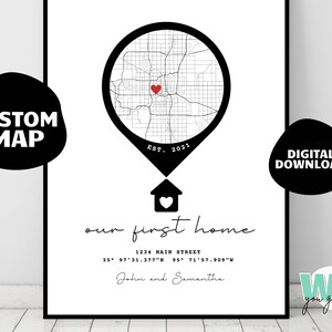 Benutzerdefinierte Straßenkarte, einfaches neues Hausbesitzer Geschenk, personalisierte Einweihungsparty Karte, Makler Geschenk Paar, neues Hausbesitzer Geschenk, Instant Download