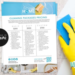 Professional Cleaning Service Pricing List, Editable Pricing List, House Cleaning Template, Cleaning Service Business, Cleaning Service Form