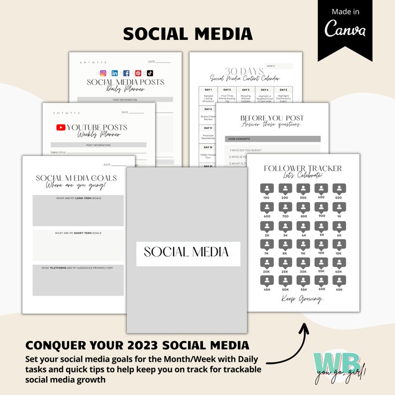 2023 Real Estate Agent Planner Printable, Modern Realtor Planner