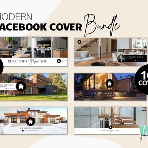 12 Realtor Facebook Covers, Facebook Templates for Real Estate, Banner Photo Header, Canva Realtor Marketing Graphics, Facebook Branding Kit