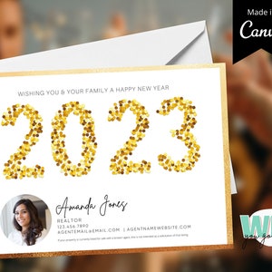 Realtor Happy New Year Postcard, Holiday Realtor Cards, Real Estate Holiday Card, Holiday Farming Card, New Year Realtor Postcard, 2023