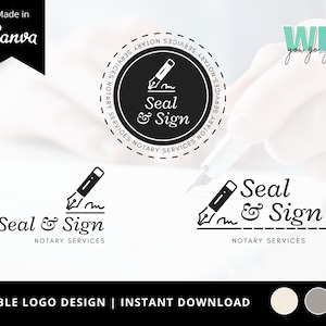 Notary Logo Bundle, Notary Marketing, Notary Logos, Notary Business Logo, Editable Notary Logo, Notary Signing Agent, DIY Business Logo