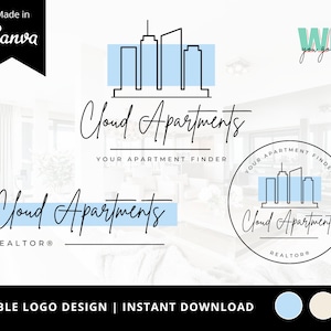 Blue Real Estate Logo Design, Submark Logo, Watermarks - Personalized Realtor Branding, Modern Logo for Real Estate Agents