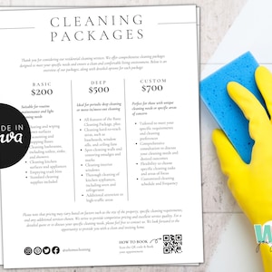 Cleaning Service Pricing List, Editable Clean Price List Template, Professional Cleaning Business Form, Price sheet, Commercial Residential