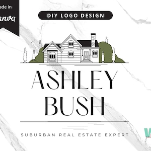 Editable Minimal Real Estate Logo Design, DIY Logo Canva Template, Realtor Logo, Signature Logo, House Logo, Instant Access, Edit & Download