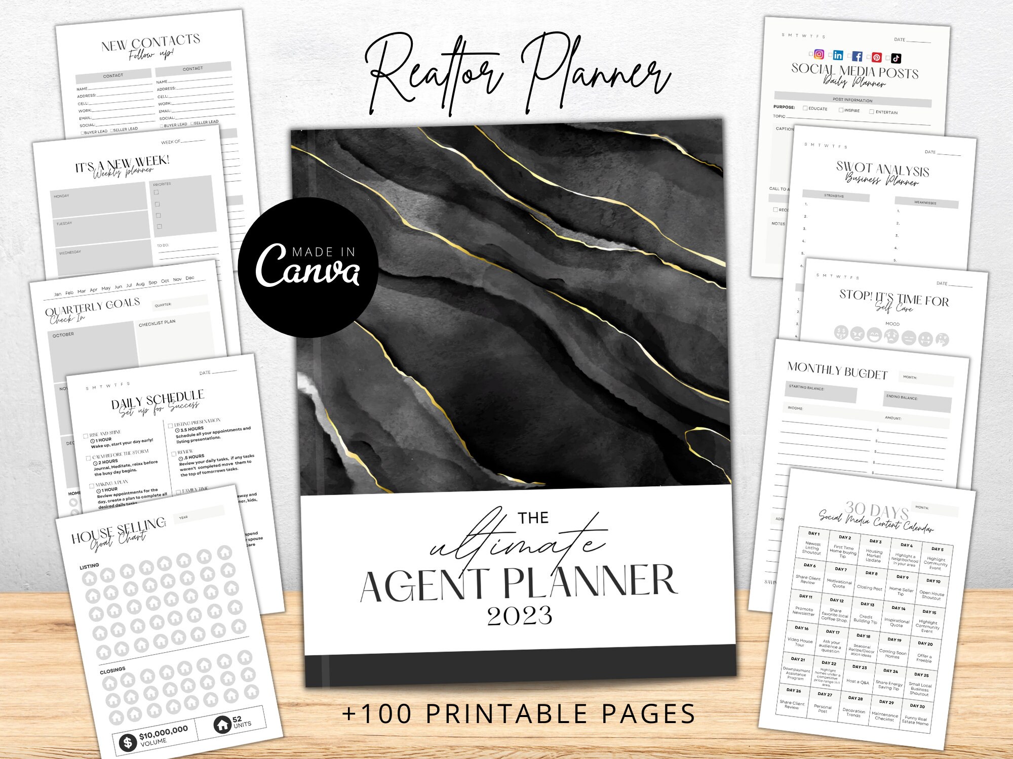 2023 Real Estate Agent Planner Printable, Modern Realtor Planner, Planner Printable for Realtors ...
