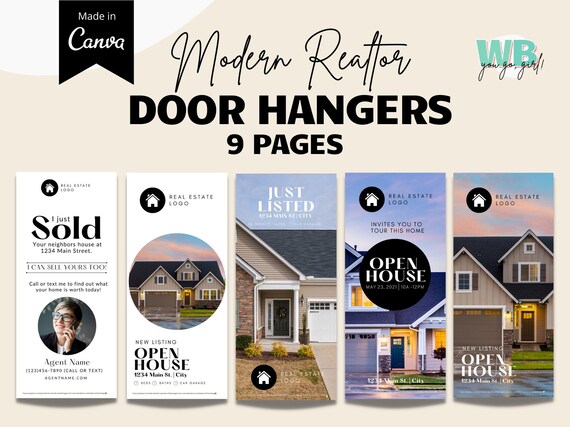 Real Estate Door Hanger Template Design Real Estate Marketing | Etsy