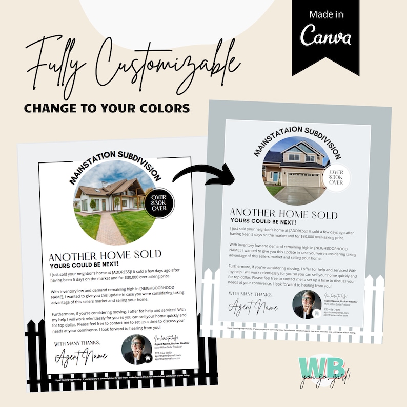 I Just Sold Your Neighbors House, Just Sold Flyer, Real Estate Farming