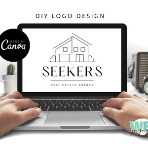 Editable Minimal Real Estate Logo Design, DIY Logo Canva Template, Realtor Logo, Signature Logo, House Logo, Instant Access, Edit & Download
