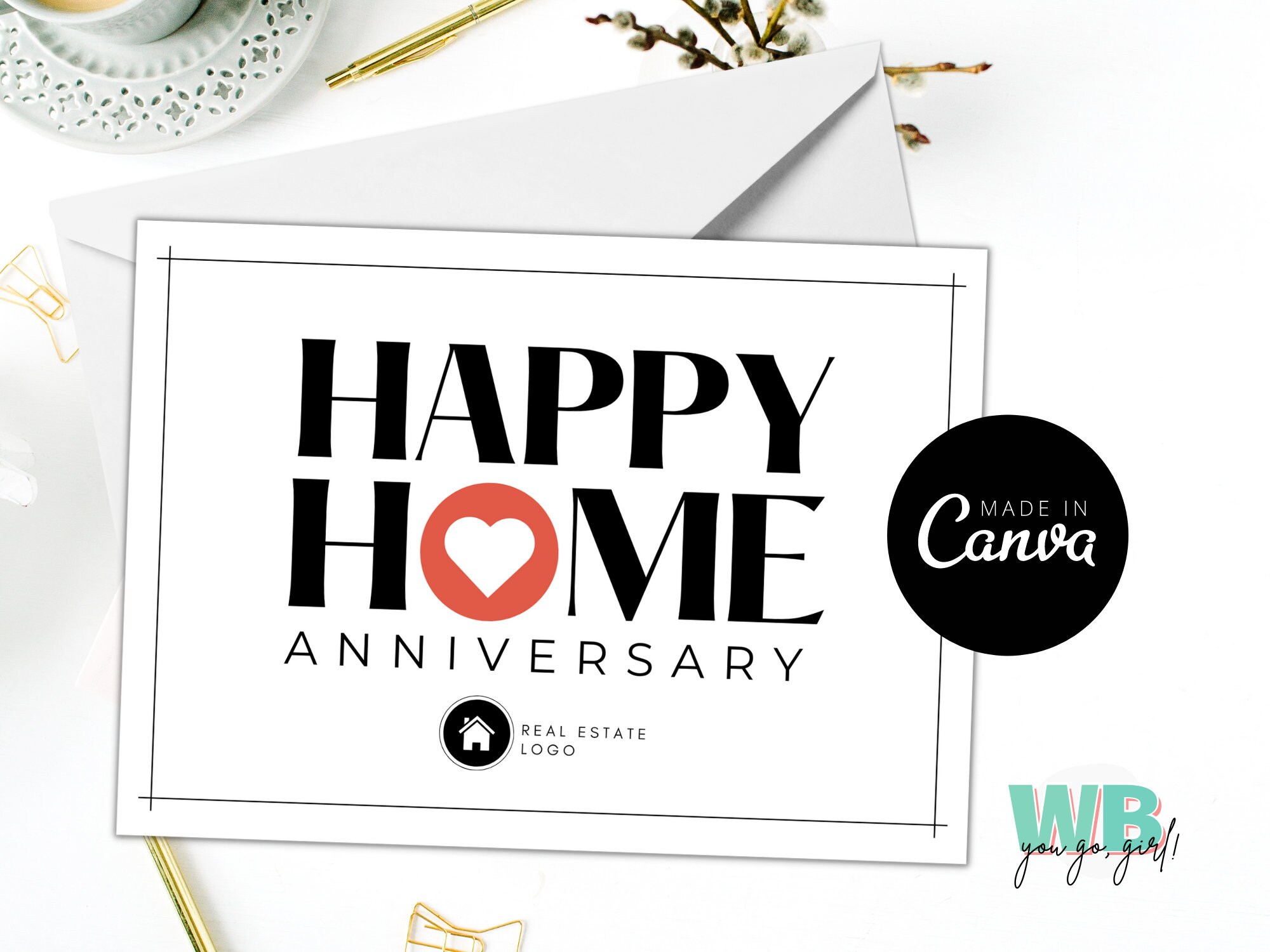 Happy House Anniversary Card, Happy Home Anniversary Mailer, Housiversary Card, Realtor Editable Postcard, First Home, Address change