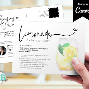 Cartolina postale con ricetta per limonata immobiliare, carta con ricetta per bevande estive, agricoltura per agenti immobiliari, modello di posta, download istantaneo di Canva