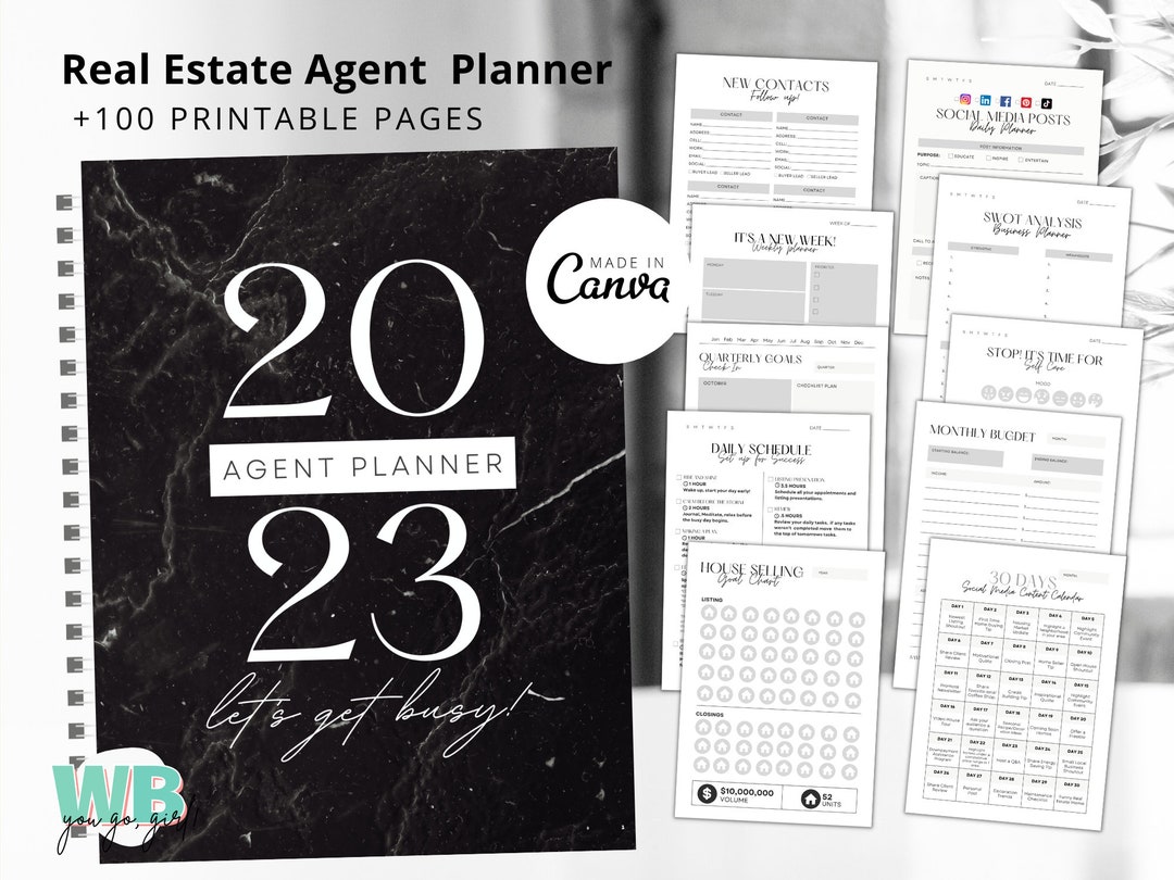2023 Real Estate Agent Planner Printable, Modern Realtor Planner