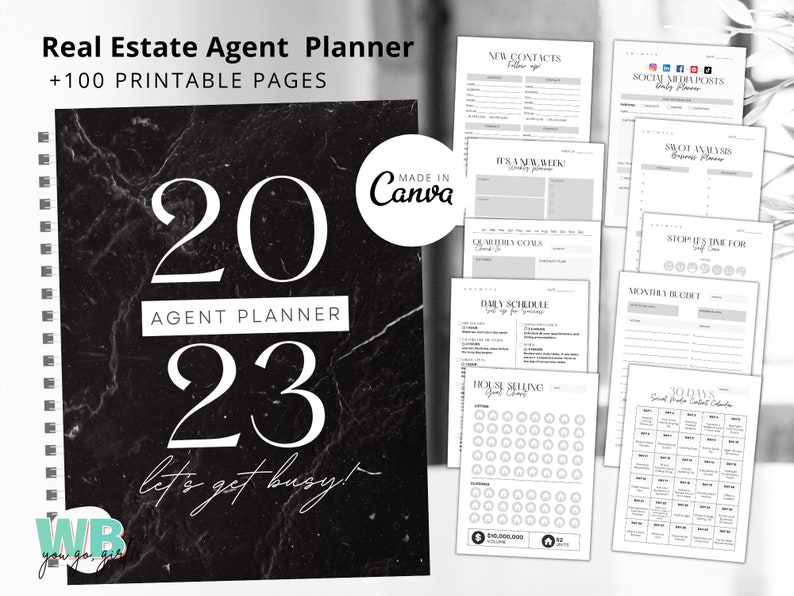 2023 Real Estate Agent Planner Printable Modern Realtor - Etsy