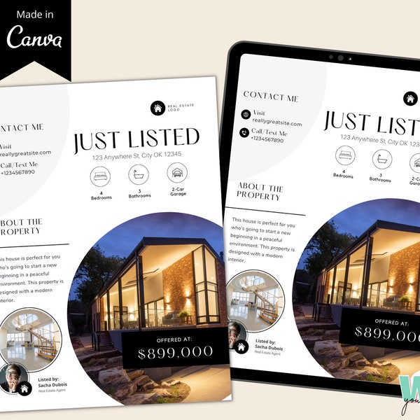 New Listing Flyer, Just Listed Flyer, New Home Flyer, Modern Realtor, House for Sale Template, Realtor Flyer, House Flyer