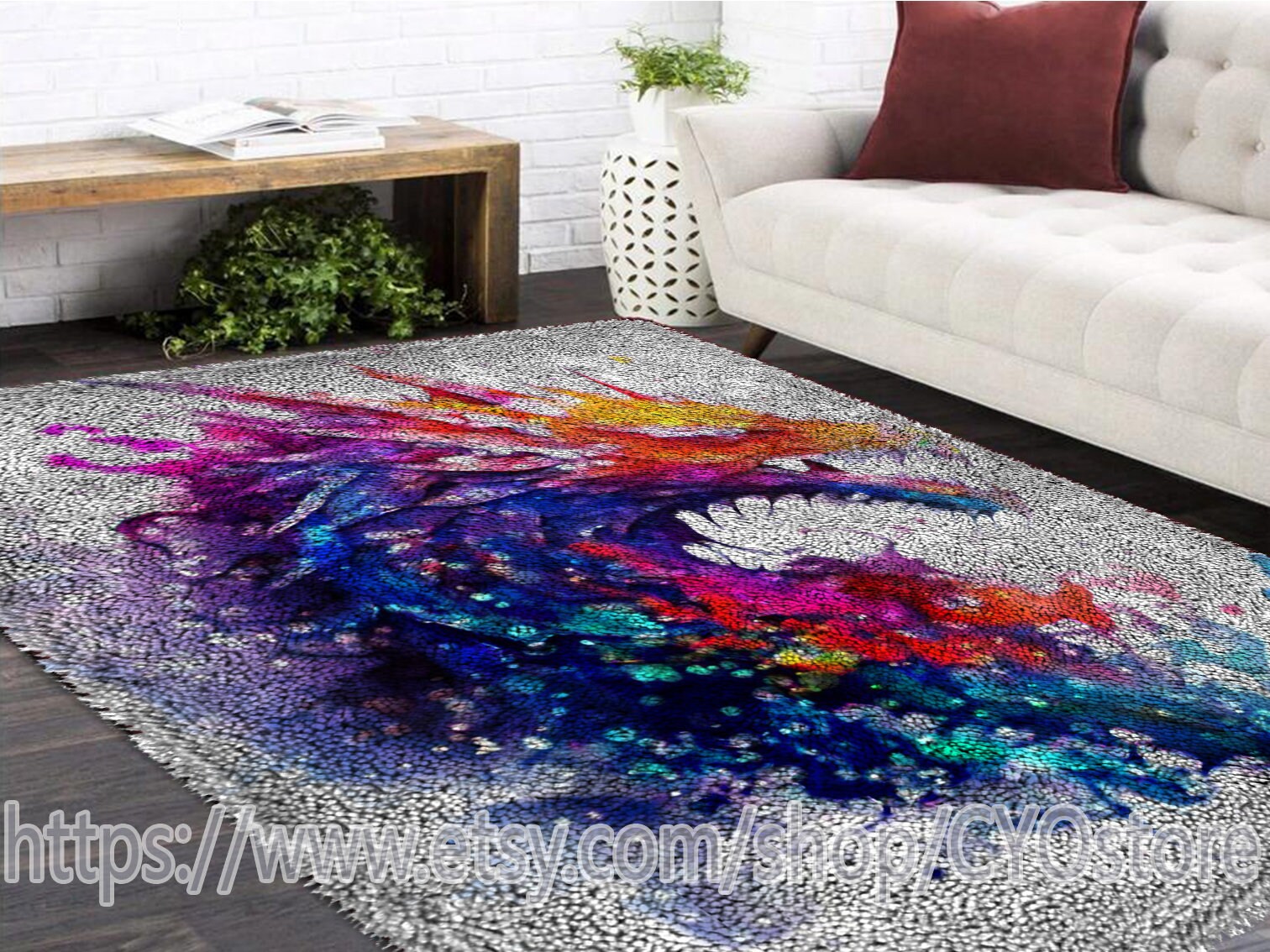 Dragon Latch Hook Rug Kit: DIY Tapestry Craft, Christmas Decor