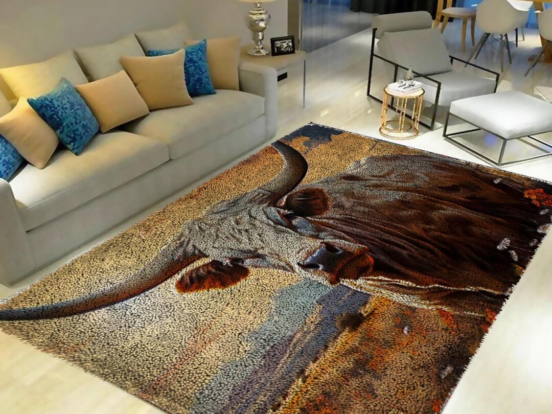 Bull Latch Hook Rug Kit: Large Printed Canvas, DIY Carpet - Etsy
