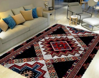 Latch Hook Rug Kit: Bohemian Retro Carpet, Printed Canvas