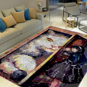Latch Hook Kits, Large Latch Hook Rug Kit for Adults Latch Hook Kits with Printed Canvas Cartoon anime characters Decoration Carpet