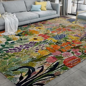 Knüpfteppich-Set, Großes Knüpfteppich-Set für Erwachsene mit bedruckter Leinwand / multifunktional / Wandteppich / Teppich / Geschenk / Blume