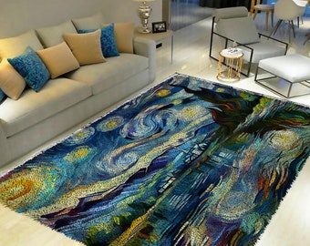 Latch Hook Kits, Large Latch Hook Rug Kit for Adults Latch Hook Kits with Printed Canvas Village Starry Sky Decoration