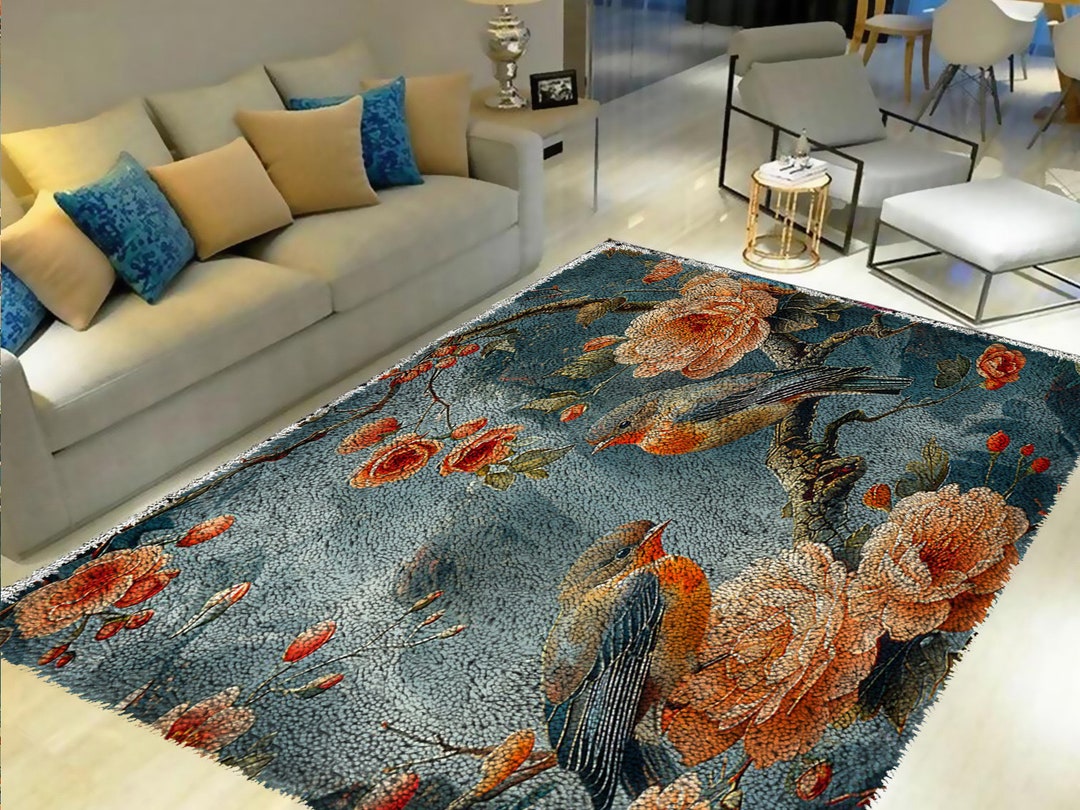 Bird Of Flowers Latch Hook Kits, Large Latch Hook Rug Kit For Adults