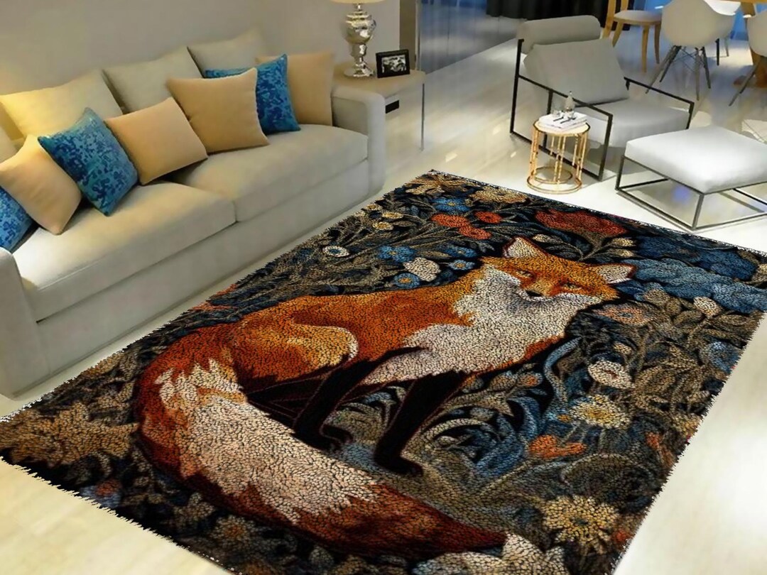 Fox Latch Hook Rug Kit: Printed Canvas, DIY Carpet - Etsy