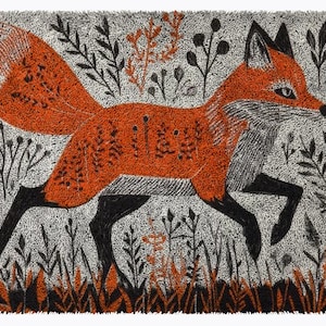 Cartoon Fox Carpet Latch Hook Kits, Large Latch Hook Rug Kit for Adults Latch Hook Kits with Printed Canvas Christmas Decoration