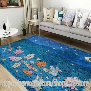 Latch Hook Kits, Large Latch Hook Rug Kit for Adults Latch Hook Kits with Printed Canvas Christmas  Decoration Cartoon Cute Carpet