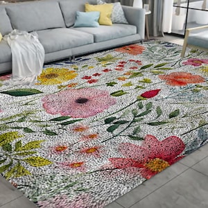 Knüpfteppich-Set, Großes Knüpfteppich-Set für Erwachsene mit bedruckter Leinwand / multifunktional / Wandteppich / Teppich / Geschenk / Blume