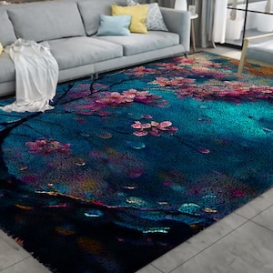 Beautiful Flowers Latch Hook Kits, Large Latch Hook Rug Kit for Adults Latch Hook Kits with Printed Canvas Christmas Decoration