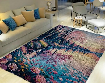 Landscape Latch Hook Rug Kit: DIY Tapestry Carpet for Adults