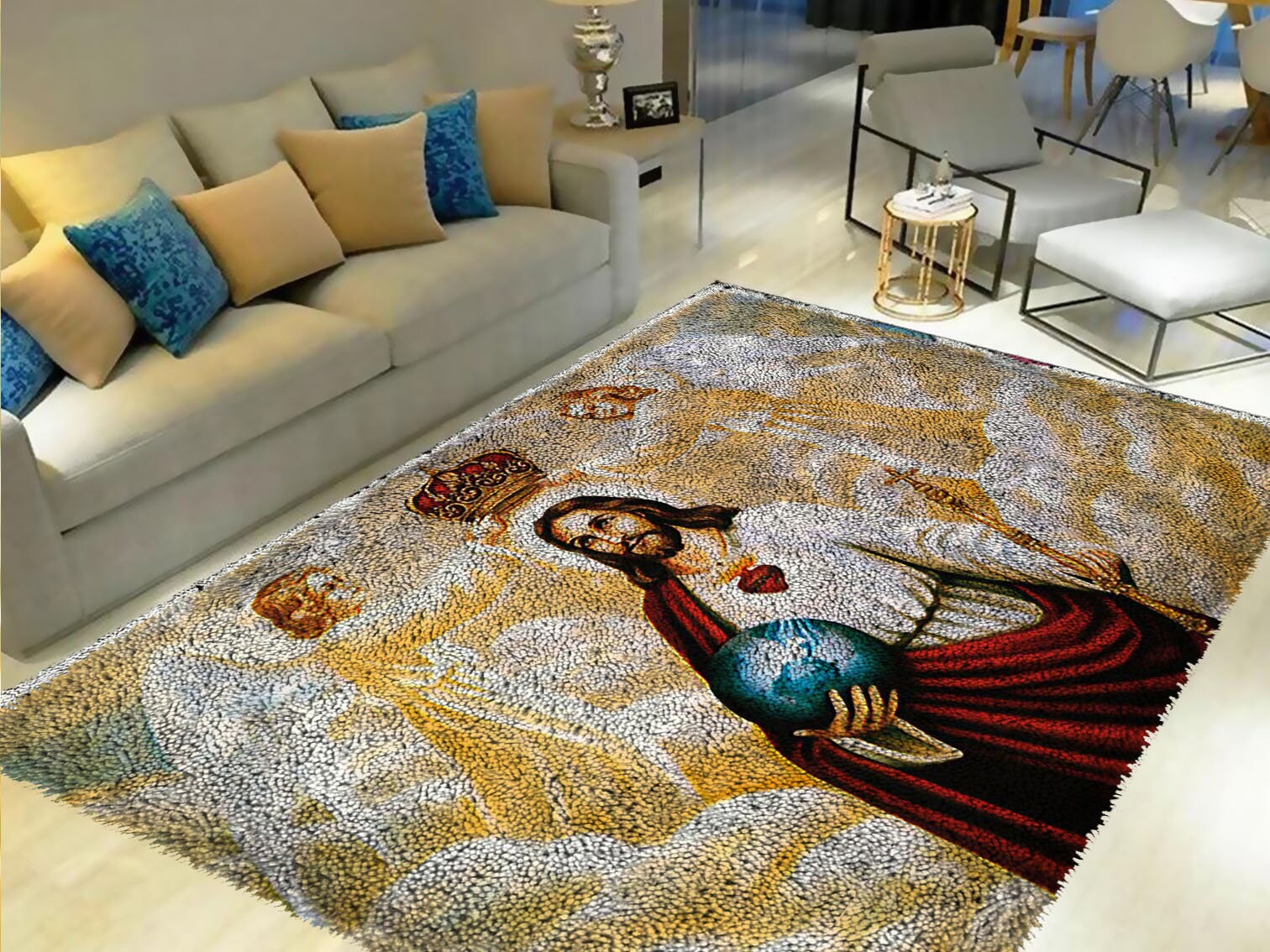 Jesus Christ Latch Hook Rug Kit: Religious Tapestry, Christmas