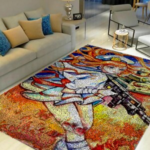 Latch Hook Kits, Large Latch Hook Rug Kit for Adults Latch Hook Kits with Printed Canvas Cartoon anime characters Decoration Carpet