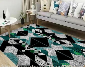 Latch Hook Rug Kit: Geometric Pattern, DIY Craft for Adults