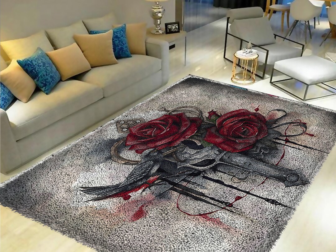 Blood Rose Latch Hook Rug Kit, Printed Canvas, DIY Craft - Etsy UK