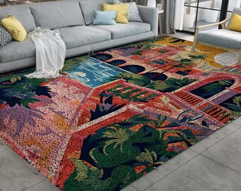 Landscape Latch Hook Rug Kit: DIY Tapestry, Home Decor