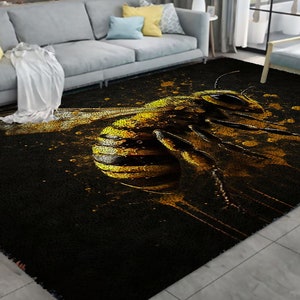 Kits de gancho de pestillo de abeja dorada, kit de alfombra de gancho de pestillo grande para adultos Kits de gancho de pestillo con decoración navideña de lona impresa